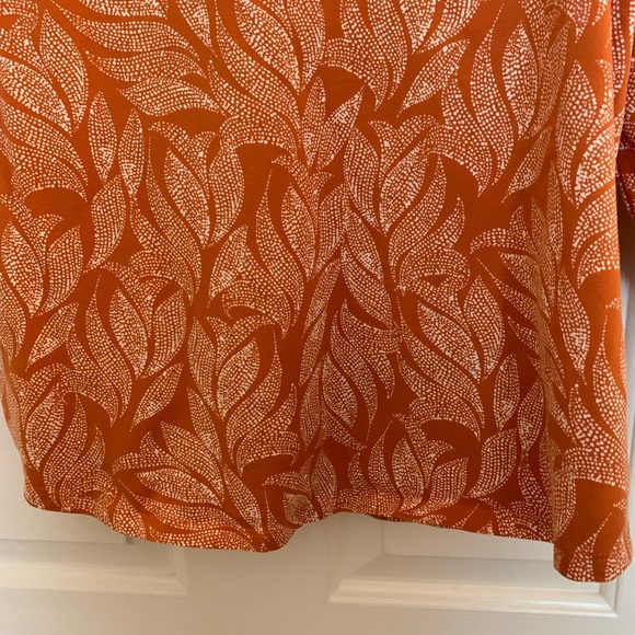 Chico’s Ivory & Orange Top 3/4 length sleeve top. Sz 2 (12-14) - Picture 6 of 8